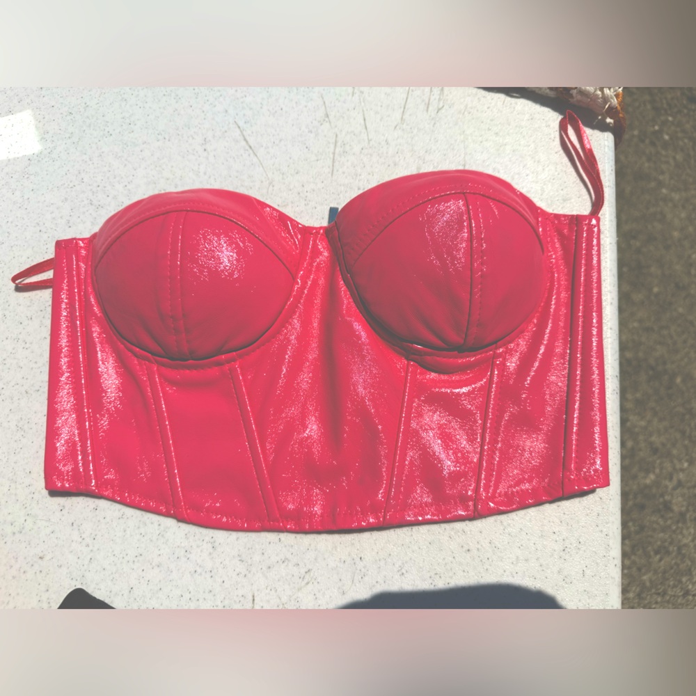 Pleather PInk Corset Top 🩷